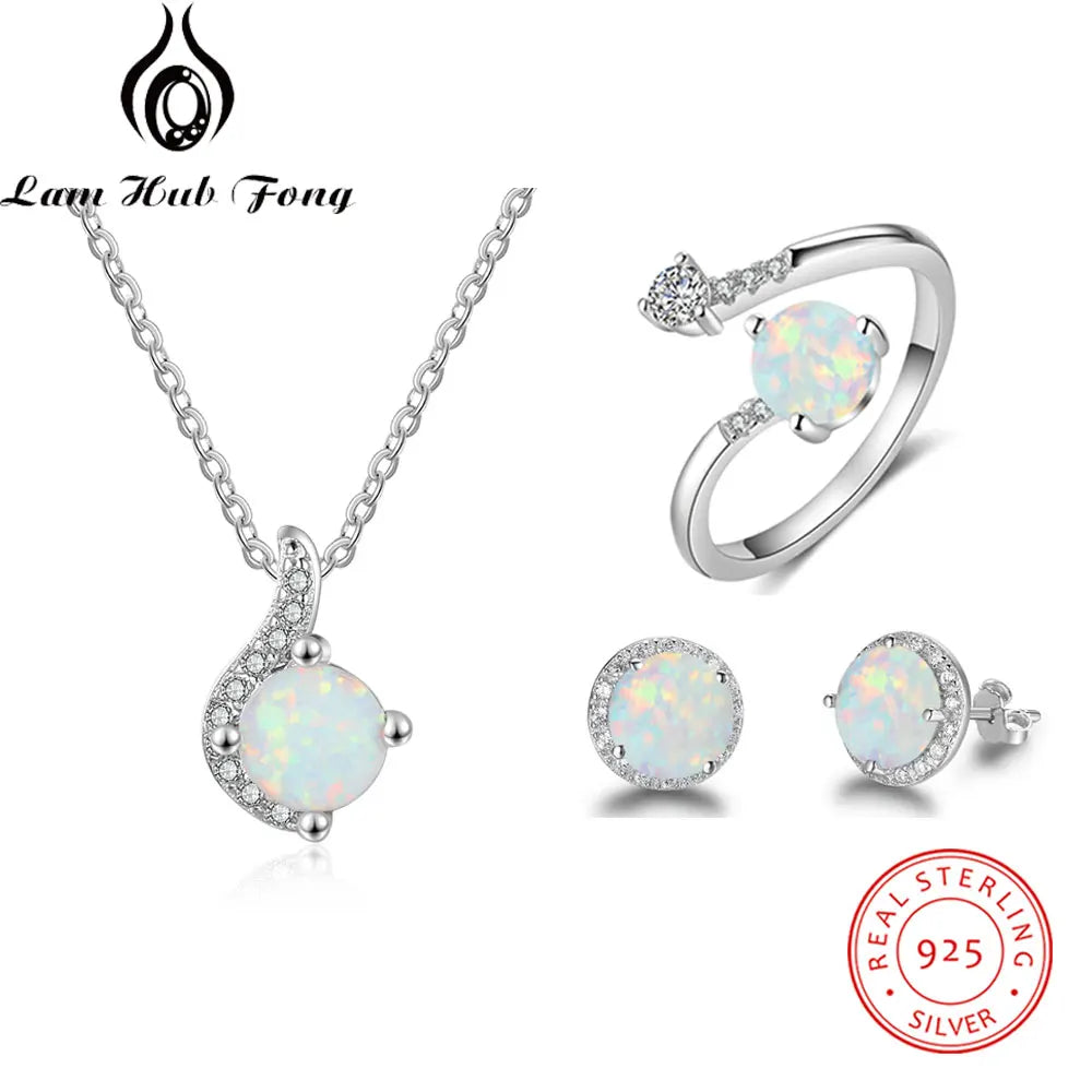 White Opal Jewelry Set