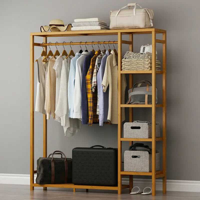 Bamboo Garment Rack with Shelves