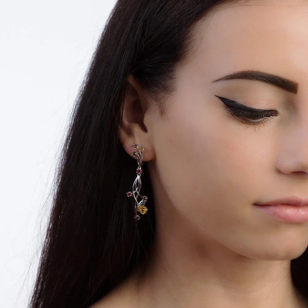 Natural Gemstone Drop Earrings