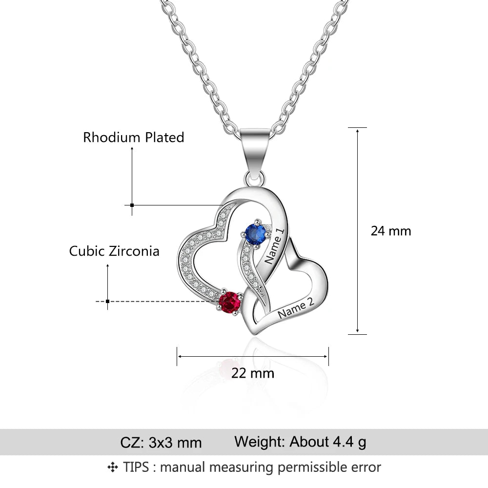 Linked Hearts Birthstone Necklace