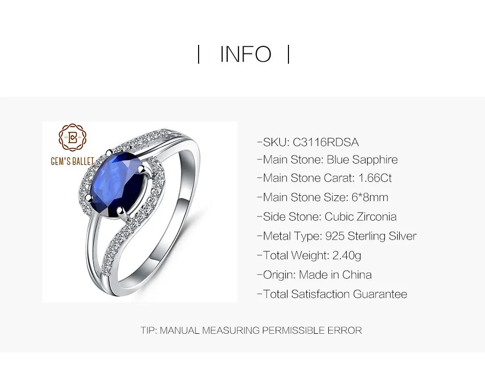 Classic Oval Natural Blue Sapphire Ring