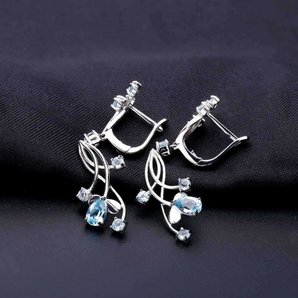 Natural Gemstone Drop Earrings