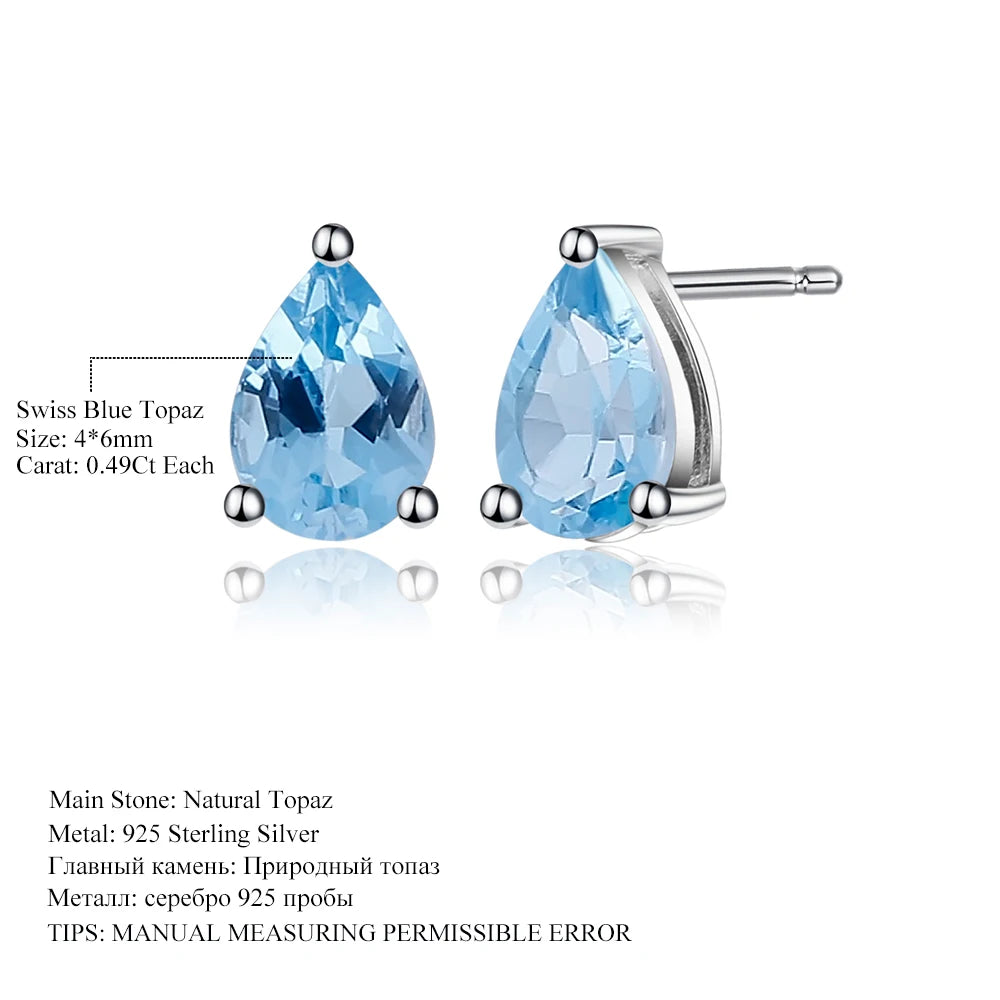 Blue Topaz Stud Earrings