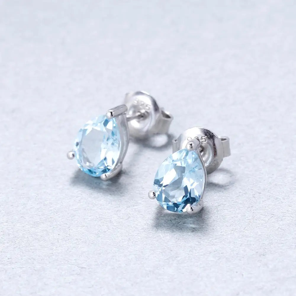 Blue Topaz Stud Earrings