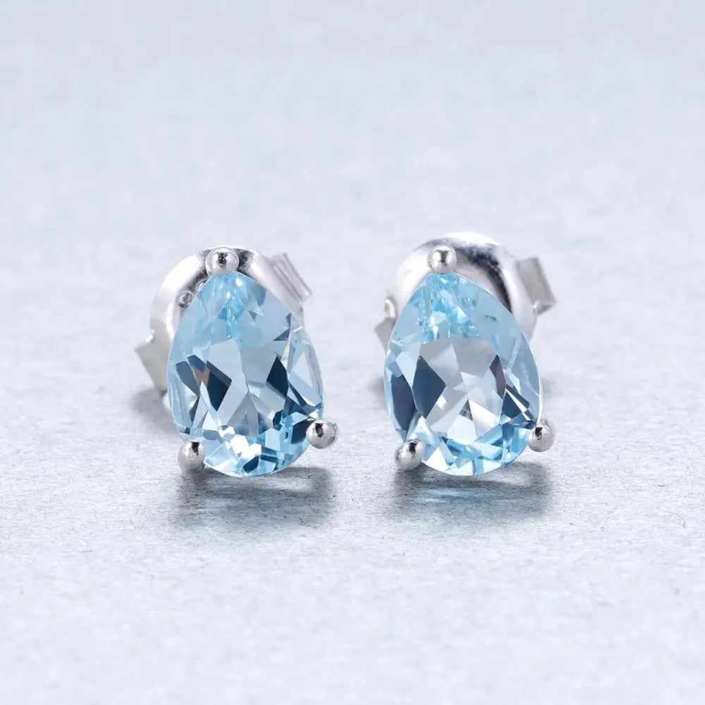 Blue Topaz Stud Earrings