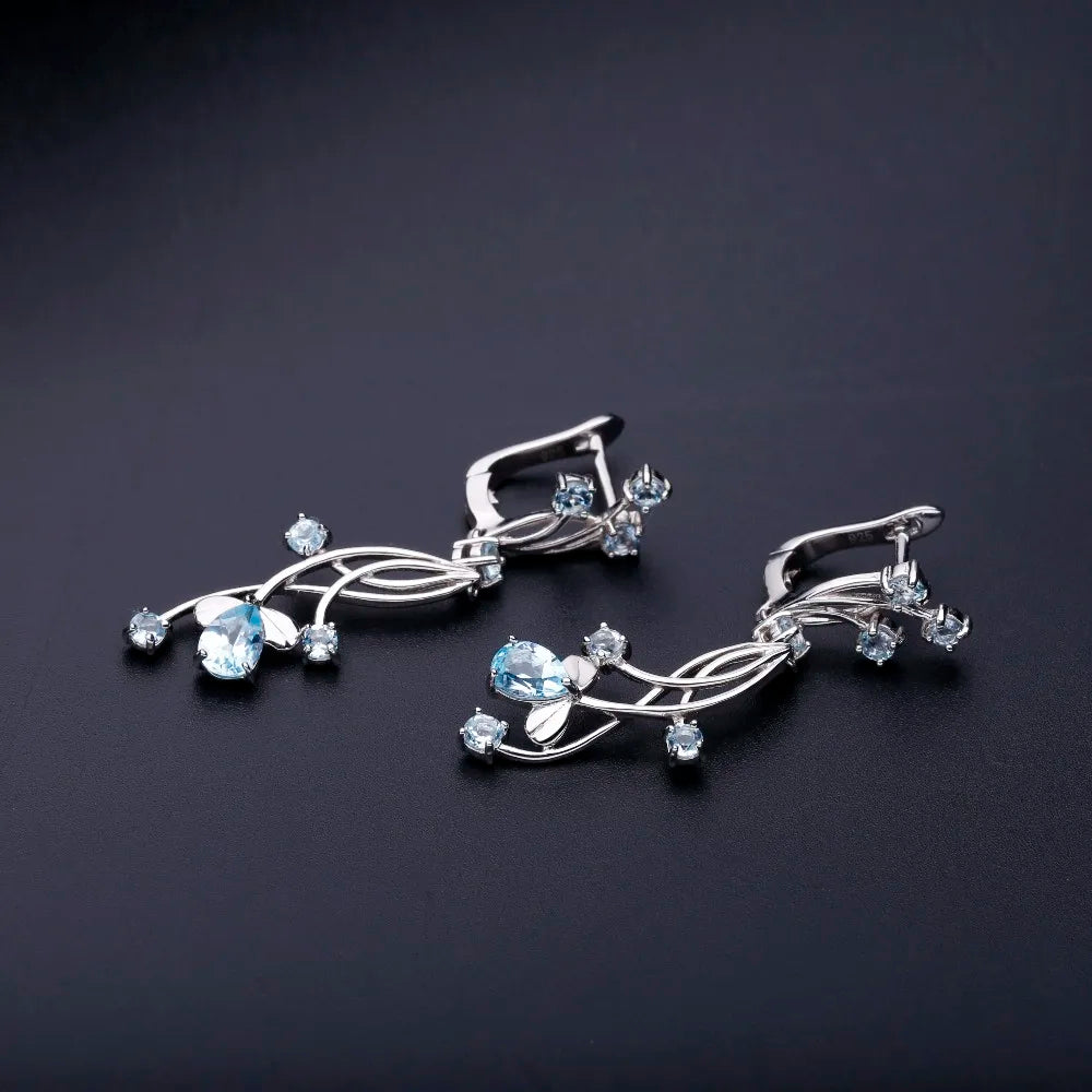 Natural Gemstone Drop Earrings