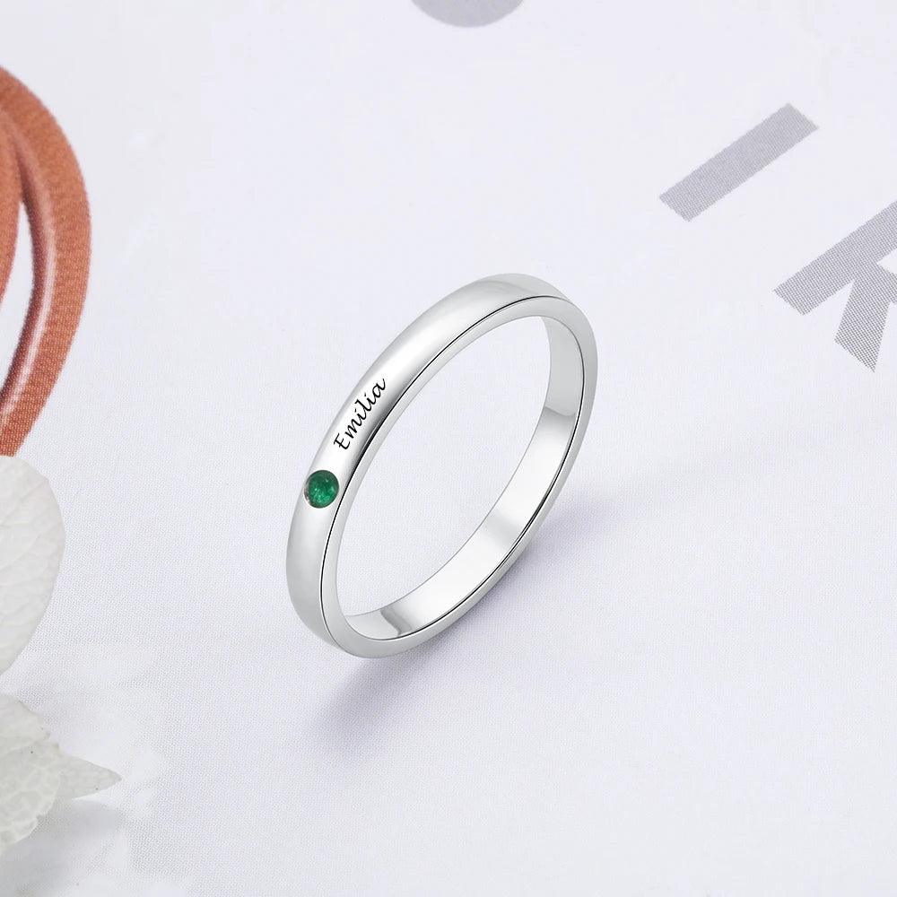 Custom Name & Birthstone Ring
