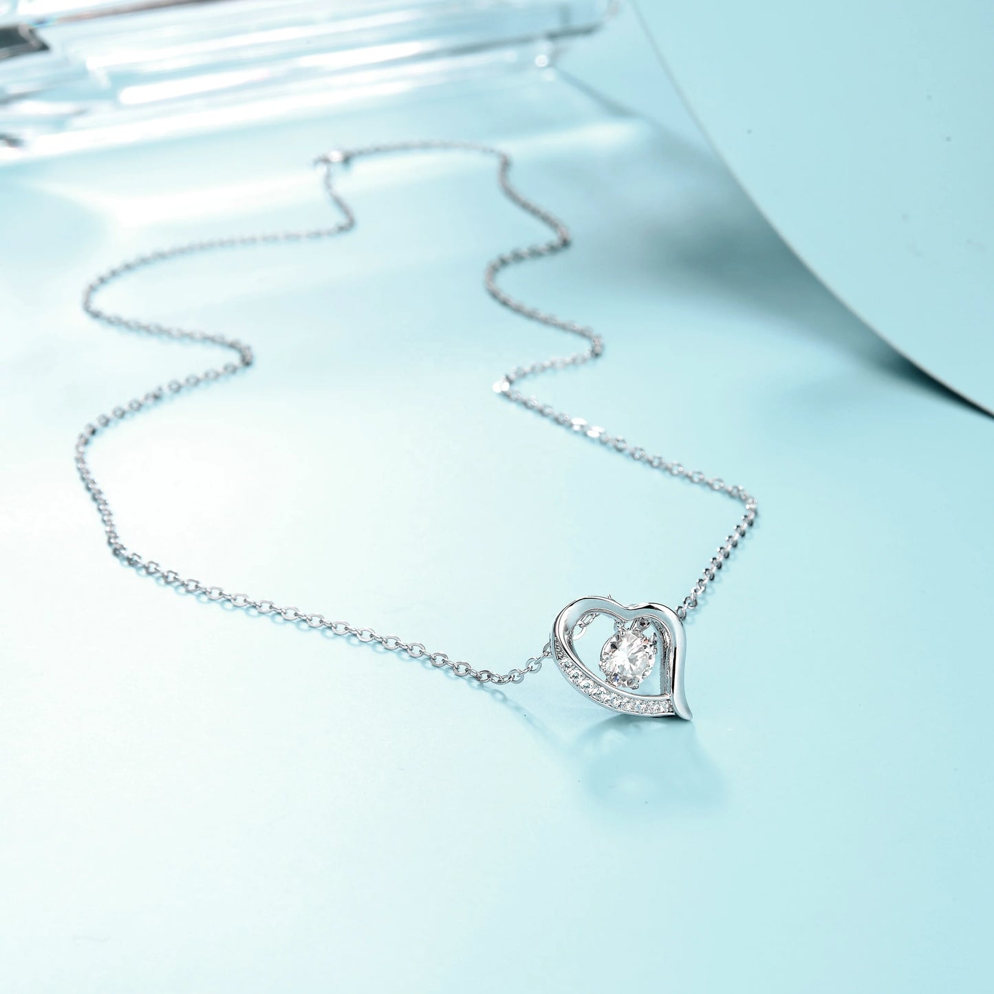 Dancing Diamond Heart Pendant Necklace