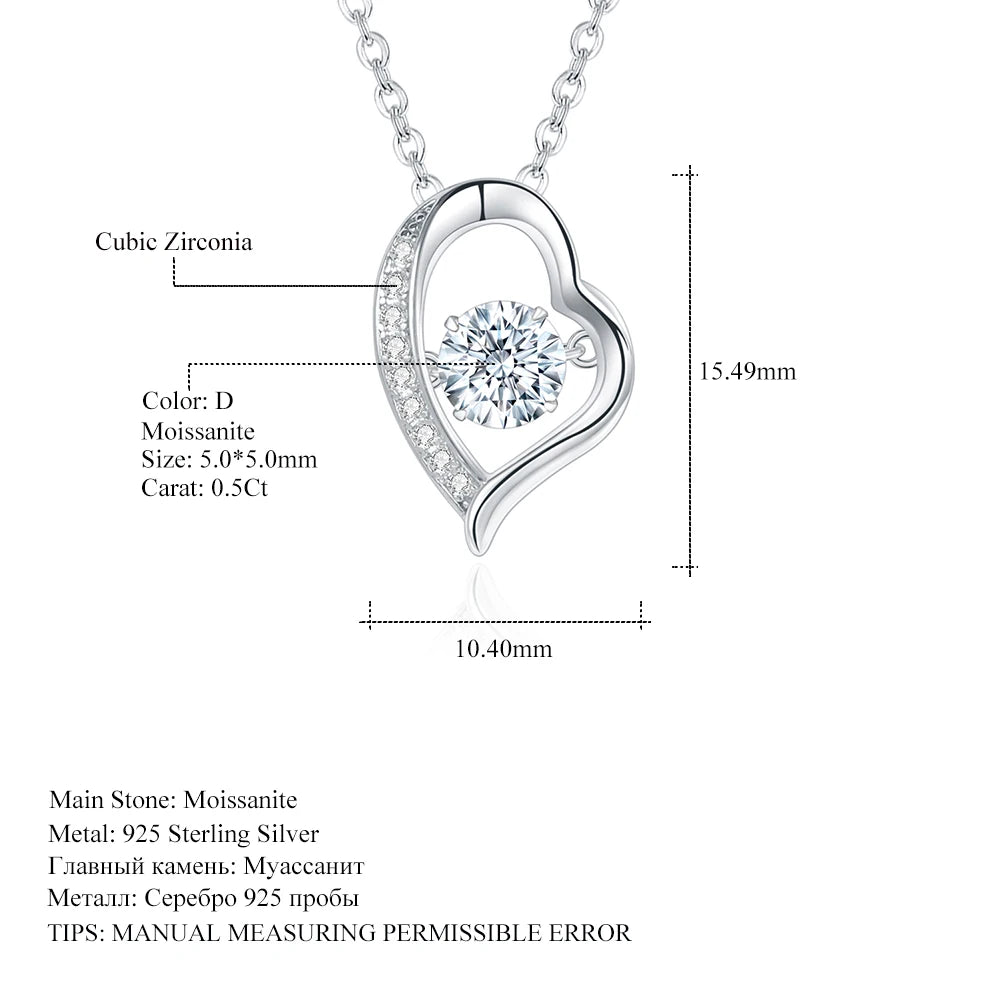 Dancing Diamond Heart Pendant Necklace