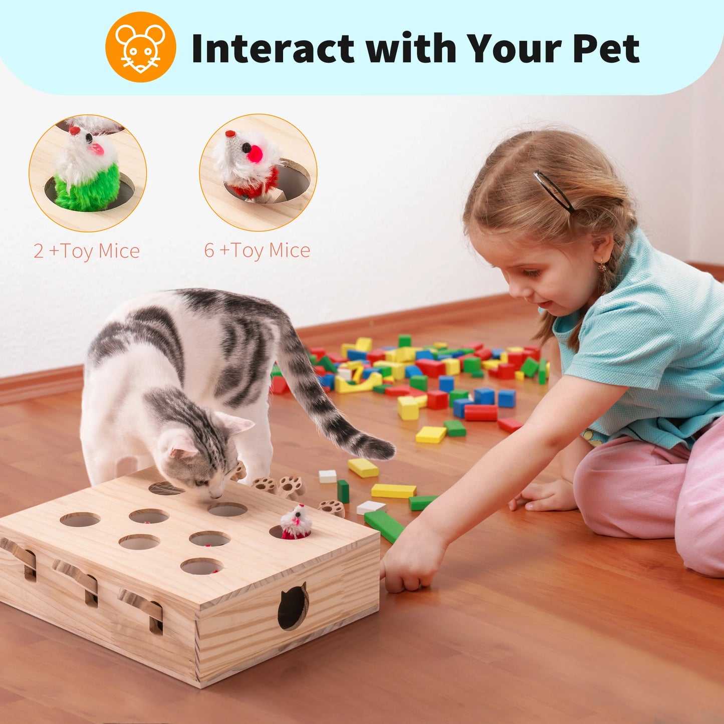 Whack-a-Mouse Interactive Cat Toy