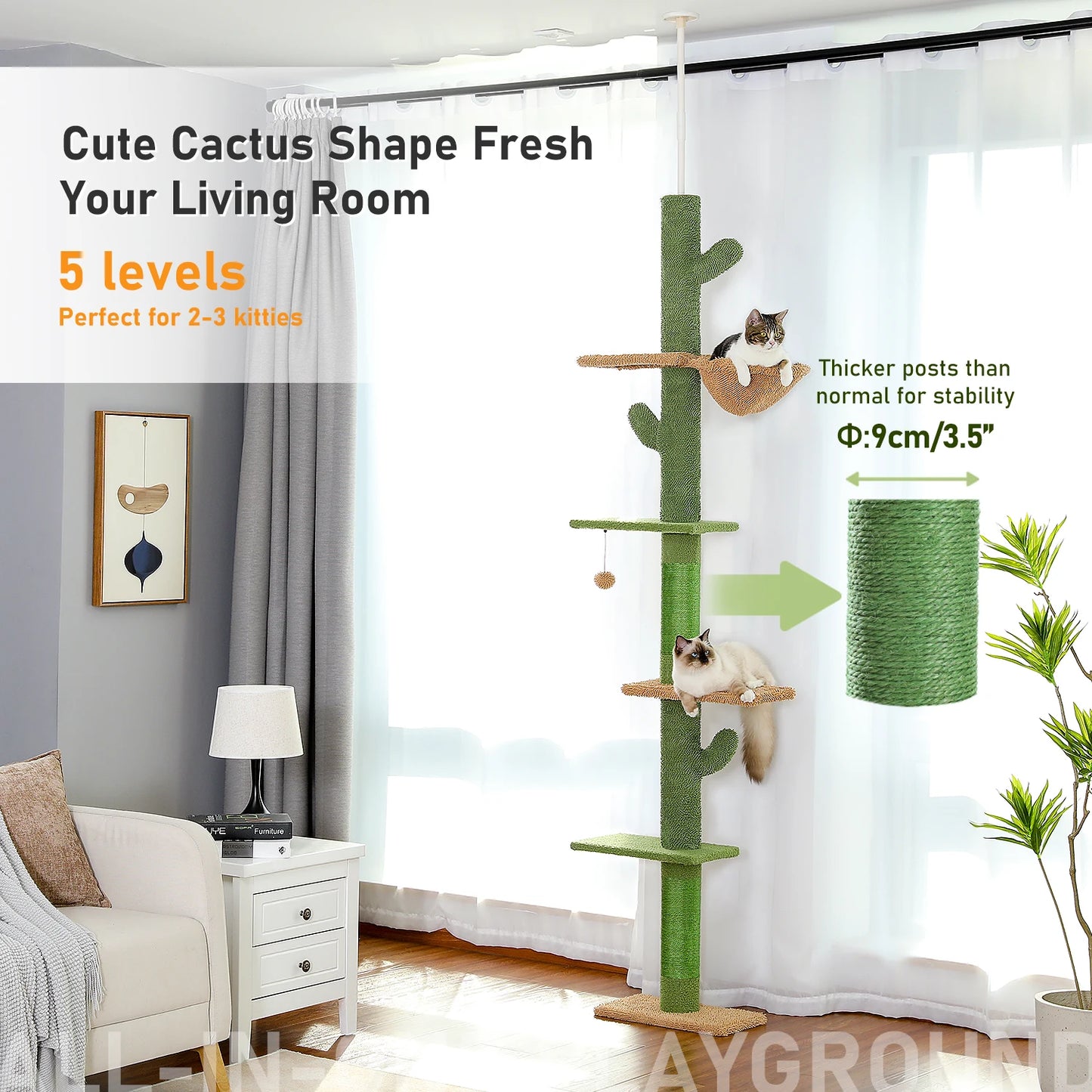 Floor to Ceiling Cactus Cat Tree