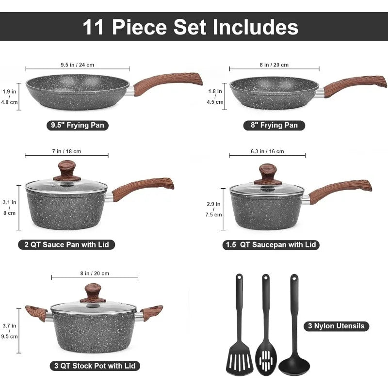 11 PCS Pots and Pans Set