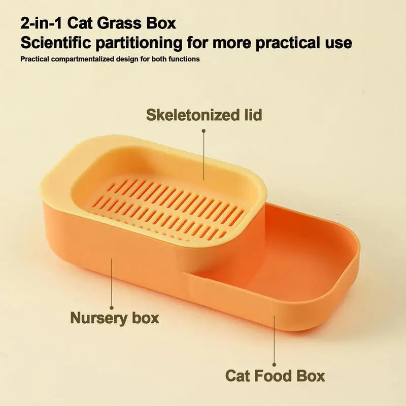 2 In 1 Cat Grass Cultivation Container With Cat Food Cup