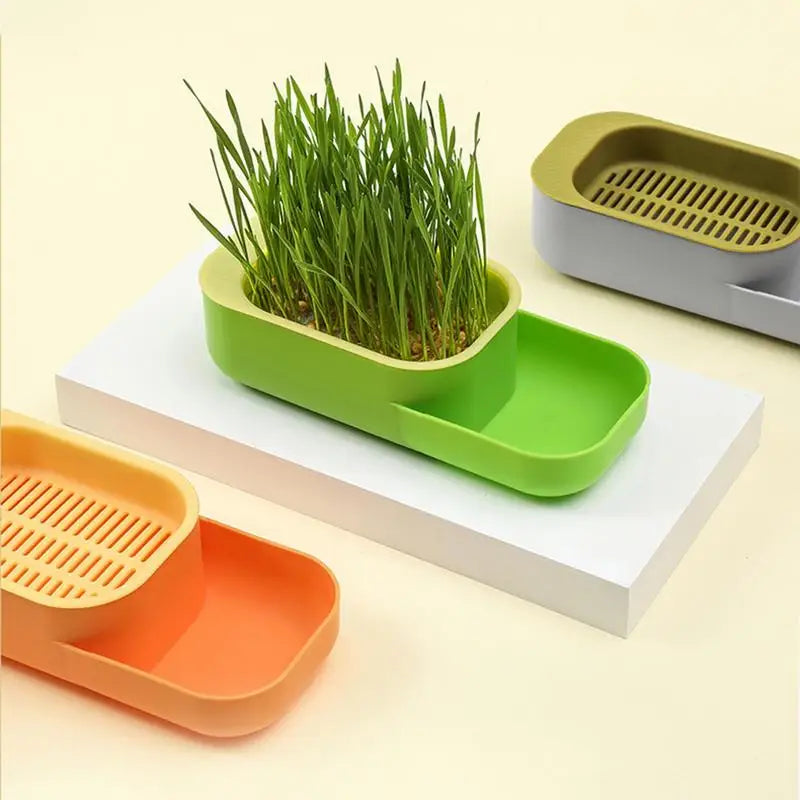 2 In 1 Cat Grass Cultivation Container With Cat Food Cup