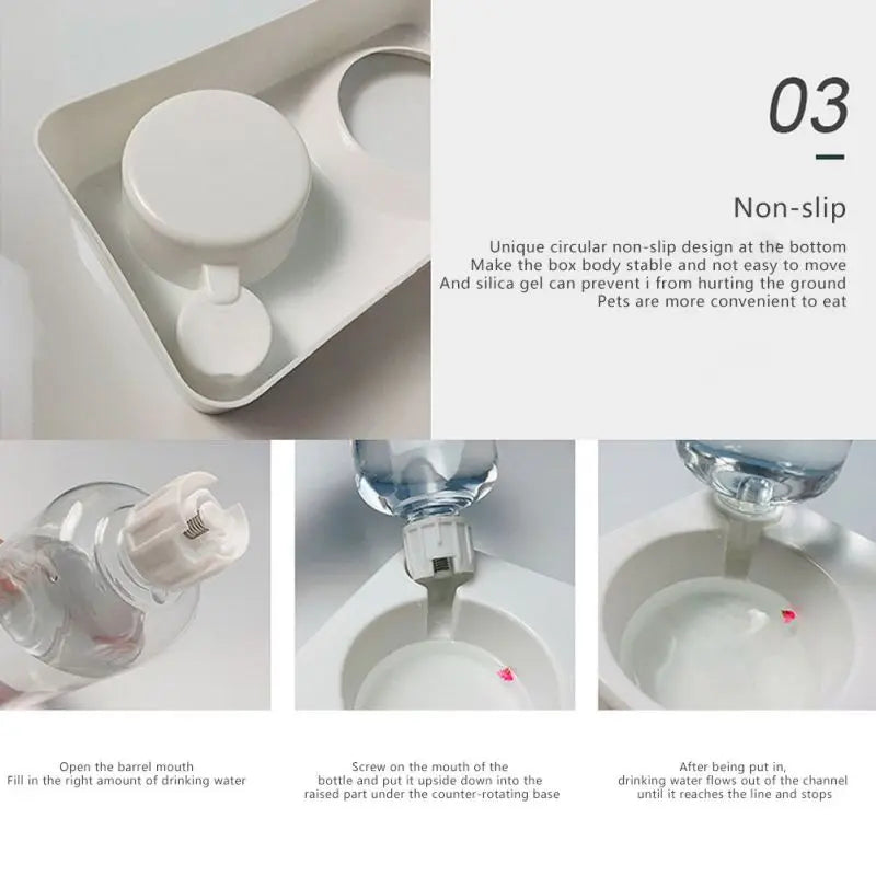 Cat Food Bowl with Automatic Water Dispenser