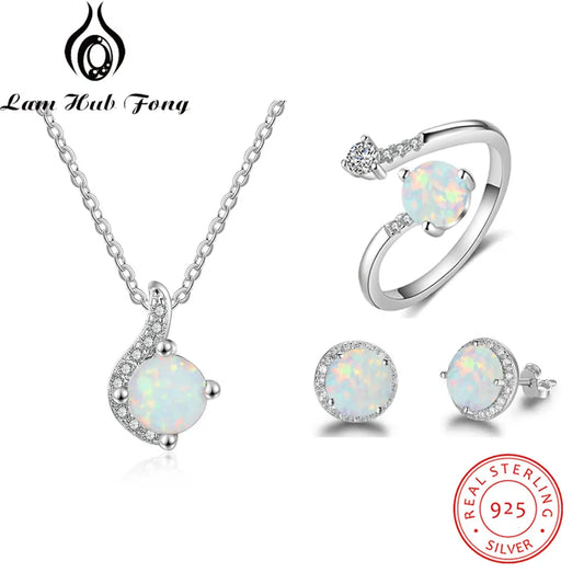 White Opal Jewelry Set