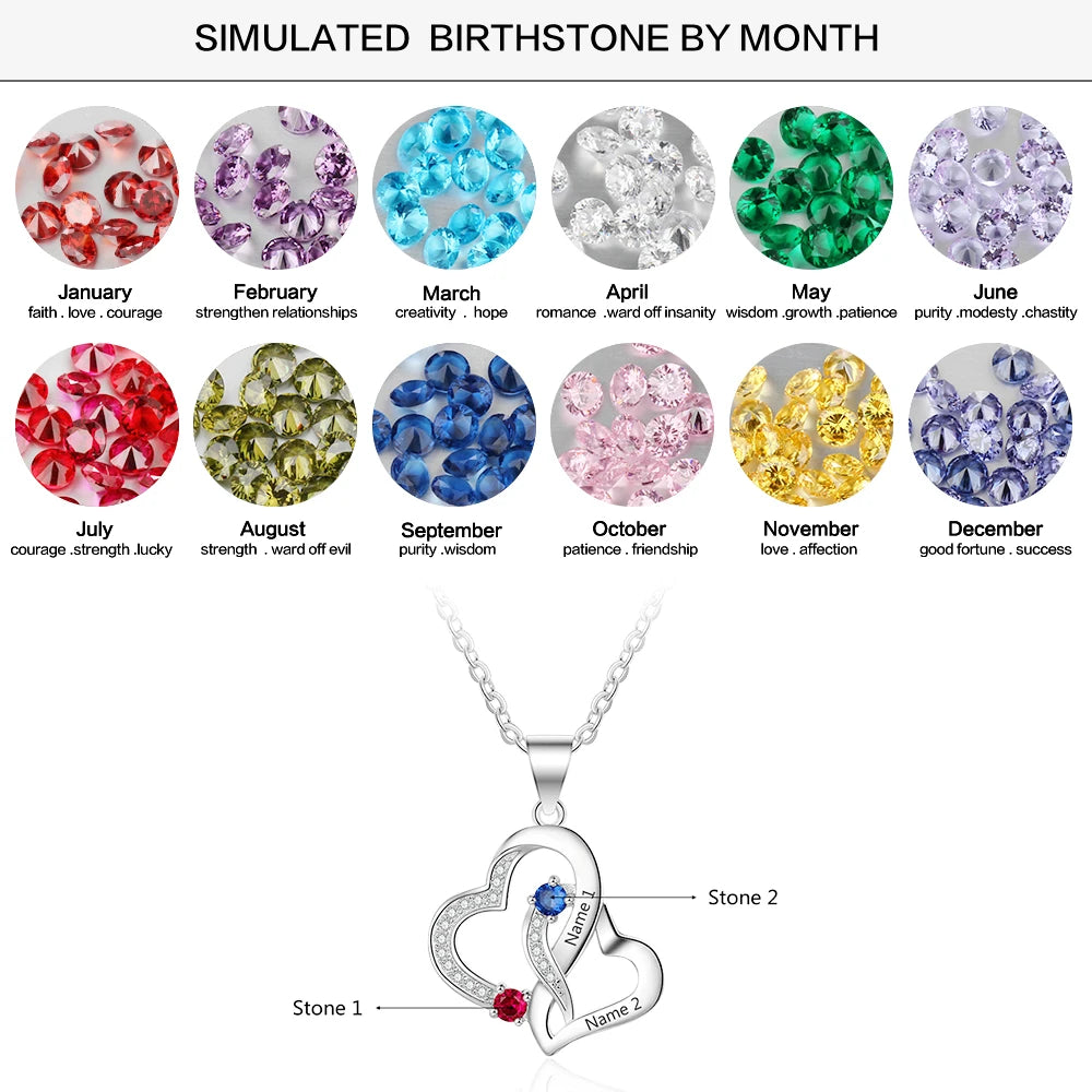 Linked Hearts Birthstone Necklace