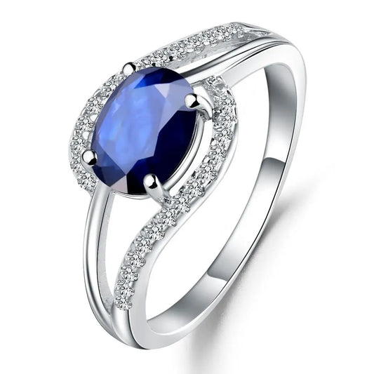 Classic Oval Natural Blue Sapphire Ring