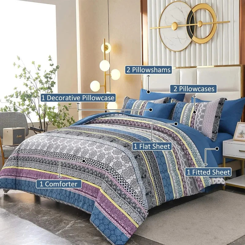 Bohemian Striped Bed in a Bag Set