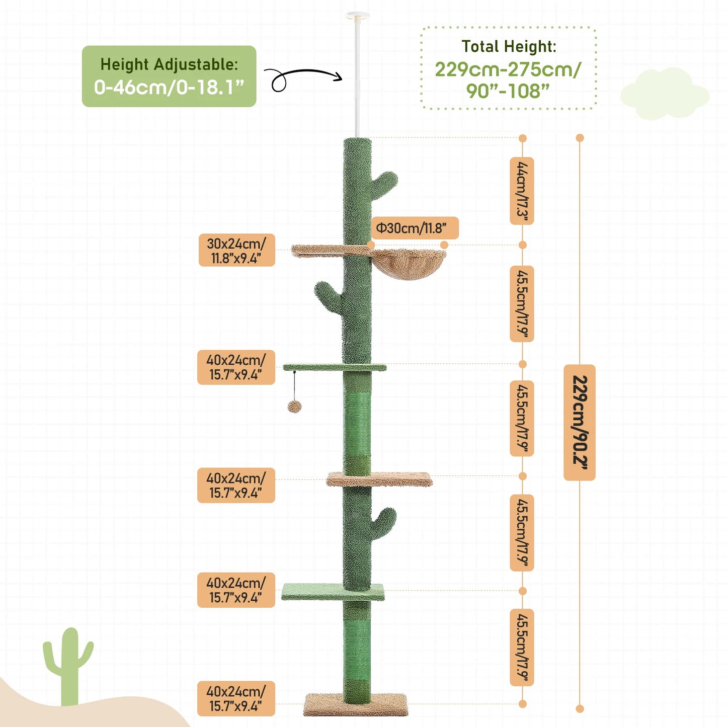 Floor to Ceiling Cactus Cat Tree