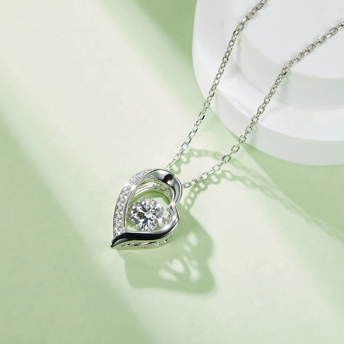 Dancing Diamond  Heart Pendant Necklace