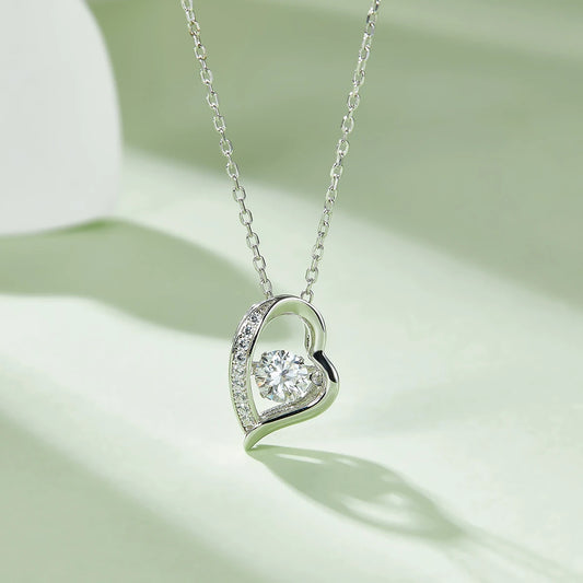 Dancing Diamond  Heart Pendant Necklace