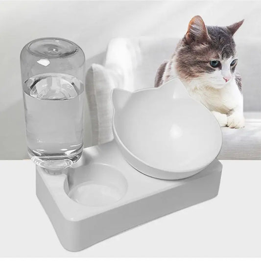 Cat Food Bowl with Automatic Water Dispenser